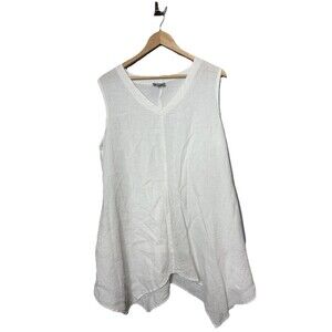 Niche Nilgun Derman WHITE Texture Crinkle Beach Tunic Lagenlook Art wear LARGE